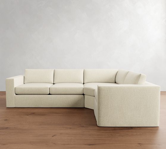 Carmel Wide Arm Slipcovered 3-Piece Wedge Sectional (123"-129") by Pottery Barn