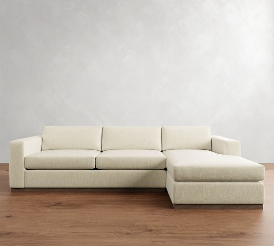 Carmel Wide Arm Wood Base Chaise Sectional (113"-135") by Pottery Barn