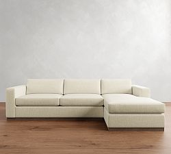 Carmel Wide Arm Wood Base Chaise Sectional (113"&ndash;135")