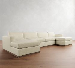 Carmel Wide Arm Wood Base Double Chaise Sectional (144"&ndash;176")
