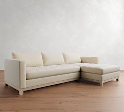 Jake Tufted Seadrift Wood Base Chaise Sectional (110"&ndash;120")