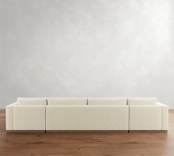 Carmel Wide Arm Wood Base Double Chaise Sectional (144"&ndash;176")