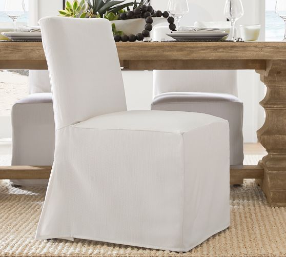 Classic Long Slipcovered Dining Chair by Pottery Barn