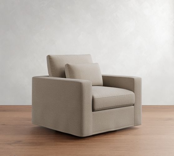Westwood Square Arm Deep Seat Slipcovered Swivel Chair by Pottery Barn