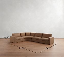 Westwood Square Arm Leather 4-Piece Curved Wedge Sectional (148")