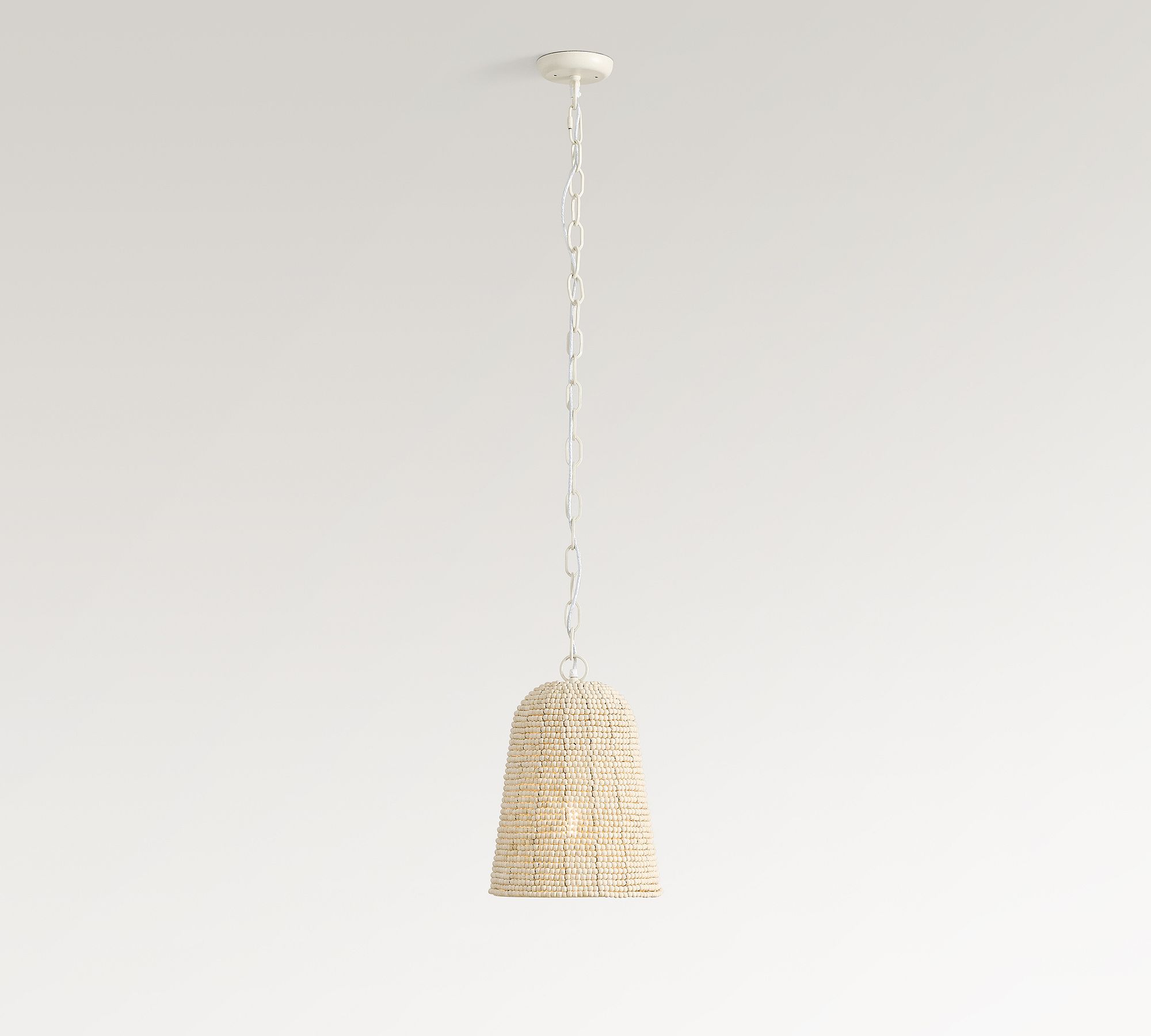 Montauk Wood Bead Bell Pendant (11")