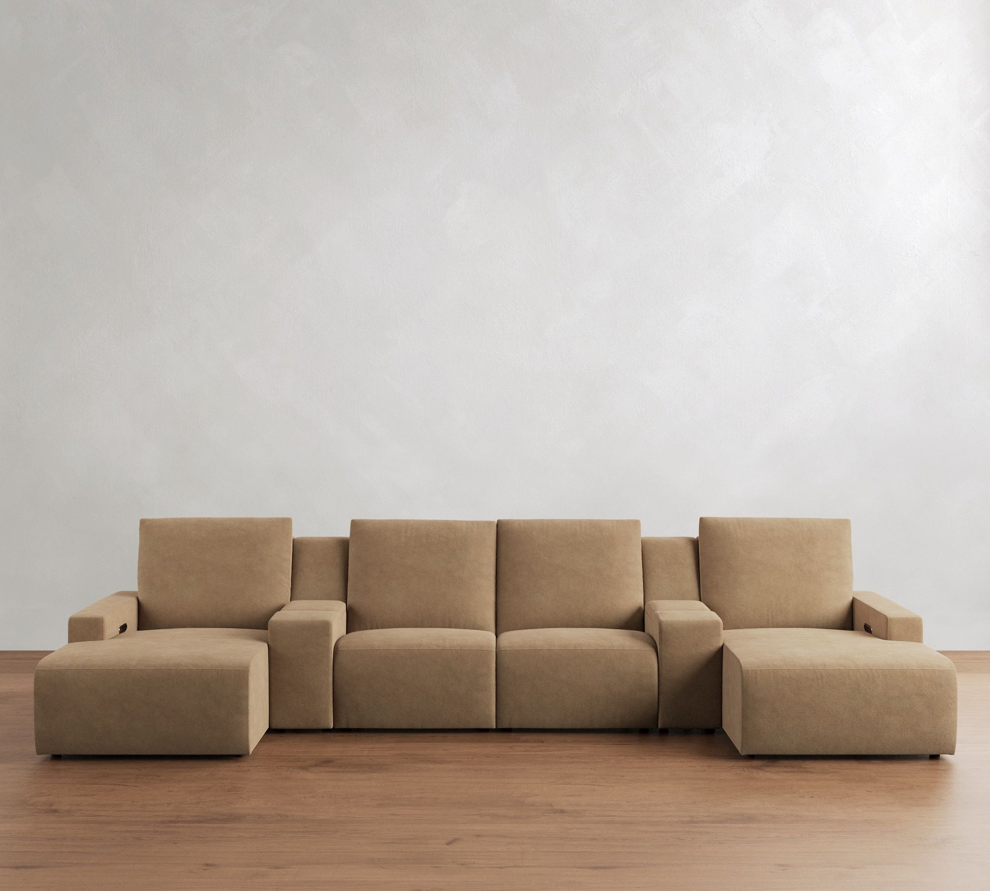 Larkspur Leather Power Reclining Double Chaise Sectional (146"-172")
