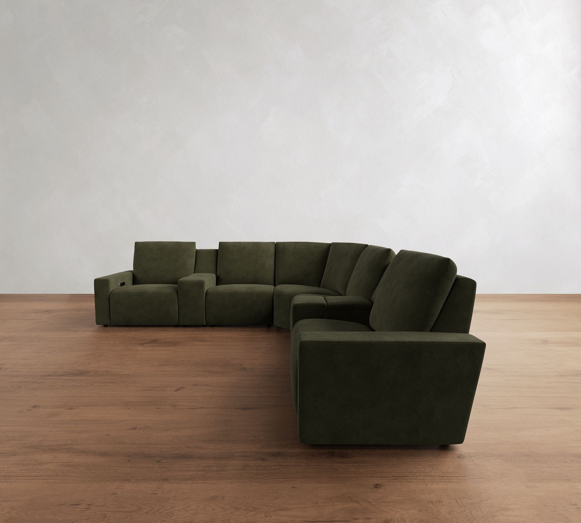 Larkspur Leather Power Reclining L-Shaped Wedge Sectional (142"-155")
