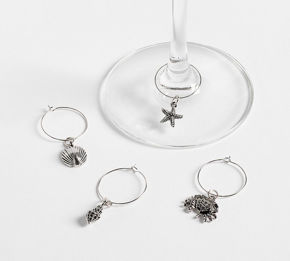 Coastal Wine Charms - Mixed Set of 4 - Mixed Set of 4 - Silver