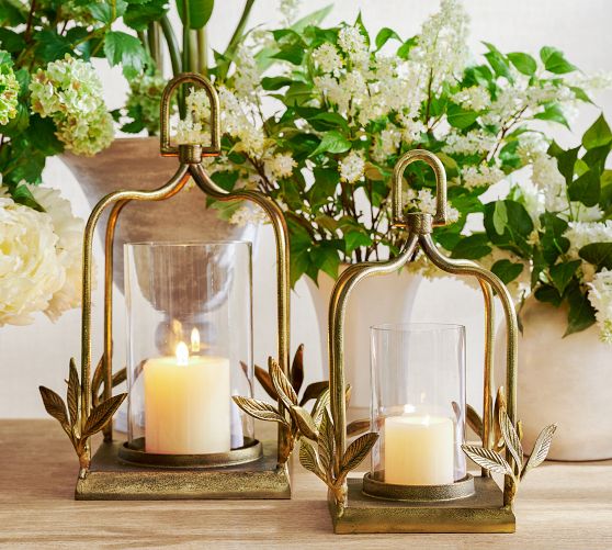 Linden Botanical Hurricane Candle Holder | Pottery Barn