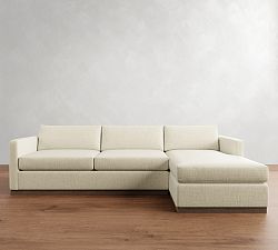 Carmel Slim Arm Wood Base Chaise Sectional (107"&ndash;129")