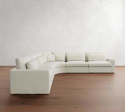 Westwood Square Arm Deep Seat Slipcovered 5-Piece Curved Wedge Sectional (156")