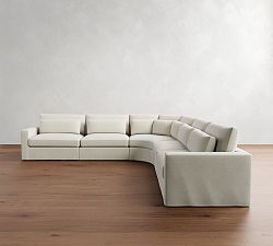Westwood Square Arm Deep Seat Slipcovered 5-Piece Curved Wedge Sectional (156")