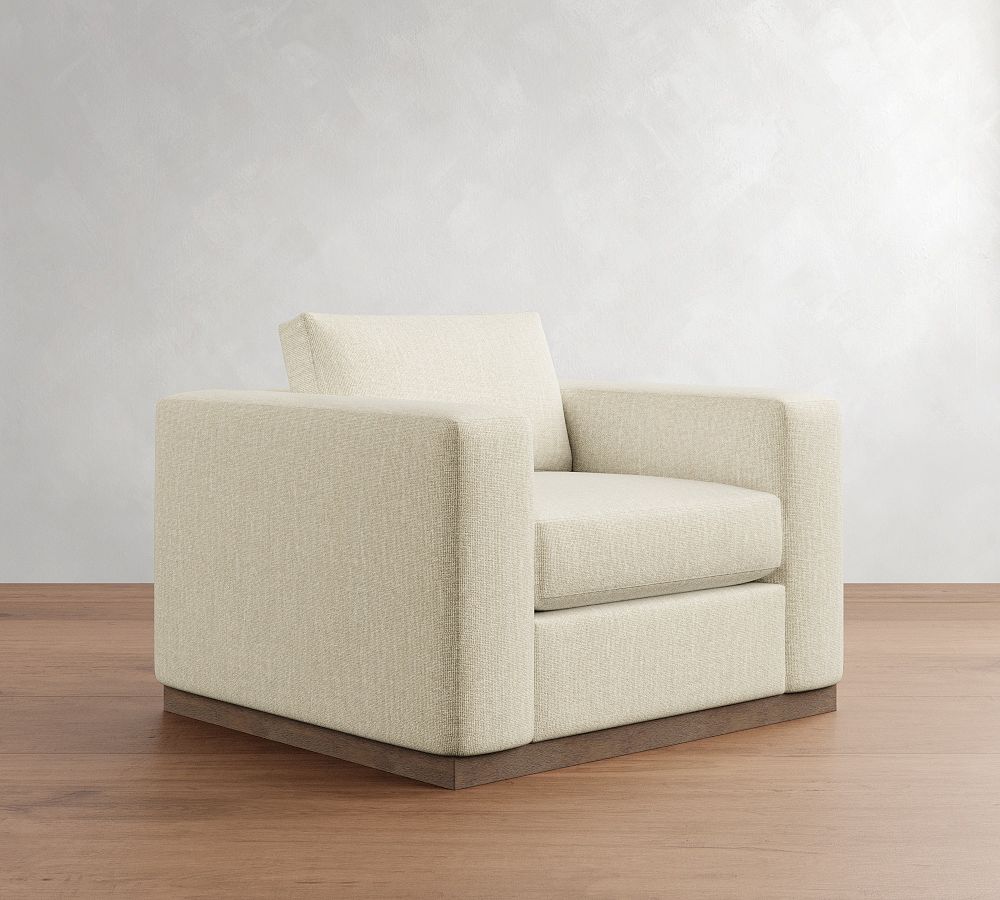 Carmel Wide Arm Wood Base Chair by Pottery Barn