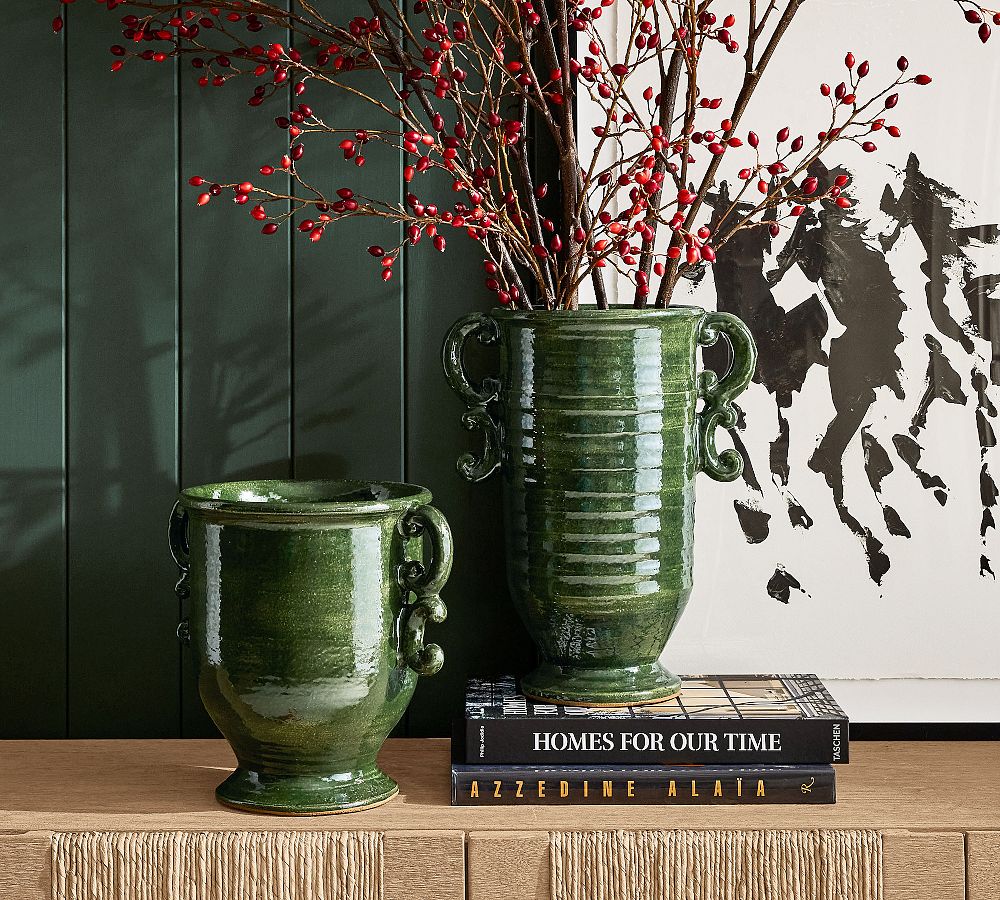 Ceramic Ornate Handled Vase by Pottery Barn