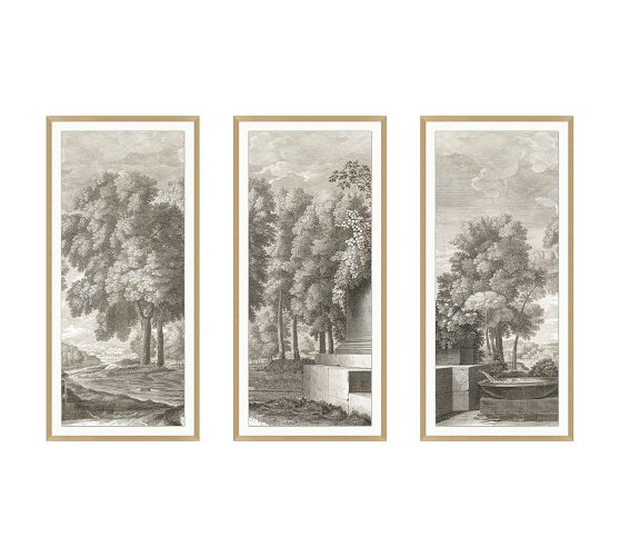 Pottery Barn Etched Garden Triptych Framed Print - Thumbnail 3