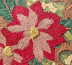 Floral Foliage Embroidered Lumbar Pillow