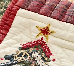 Holiday Embroidered Cotton Table Runner