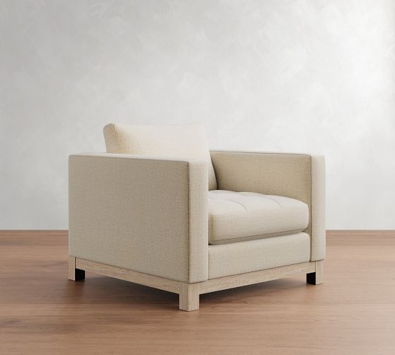 Jake Tufted Seadrift Wood Base Chair by Pottery Barn