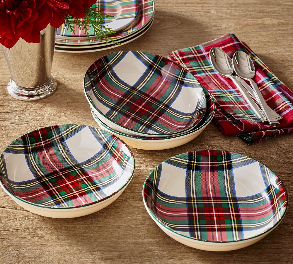 Stewart Plaid Cereal Bowls - Set of 4 by Pottery Barn
