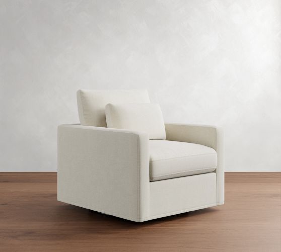 Westwood Slim Arm Deep Seat Slipcovered Swivel Chair by Pottery Barn