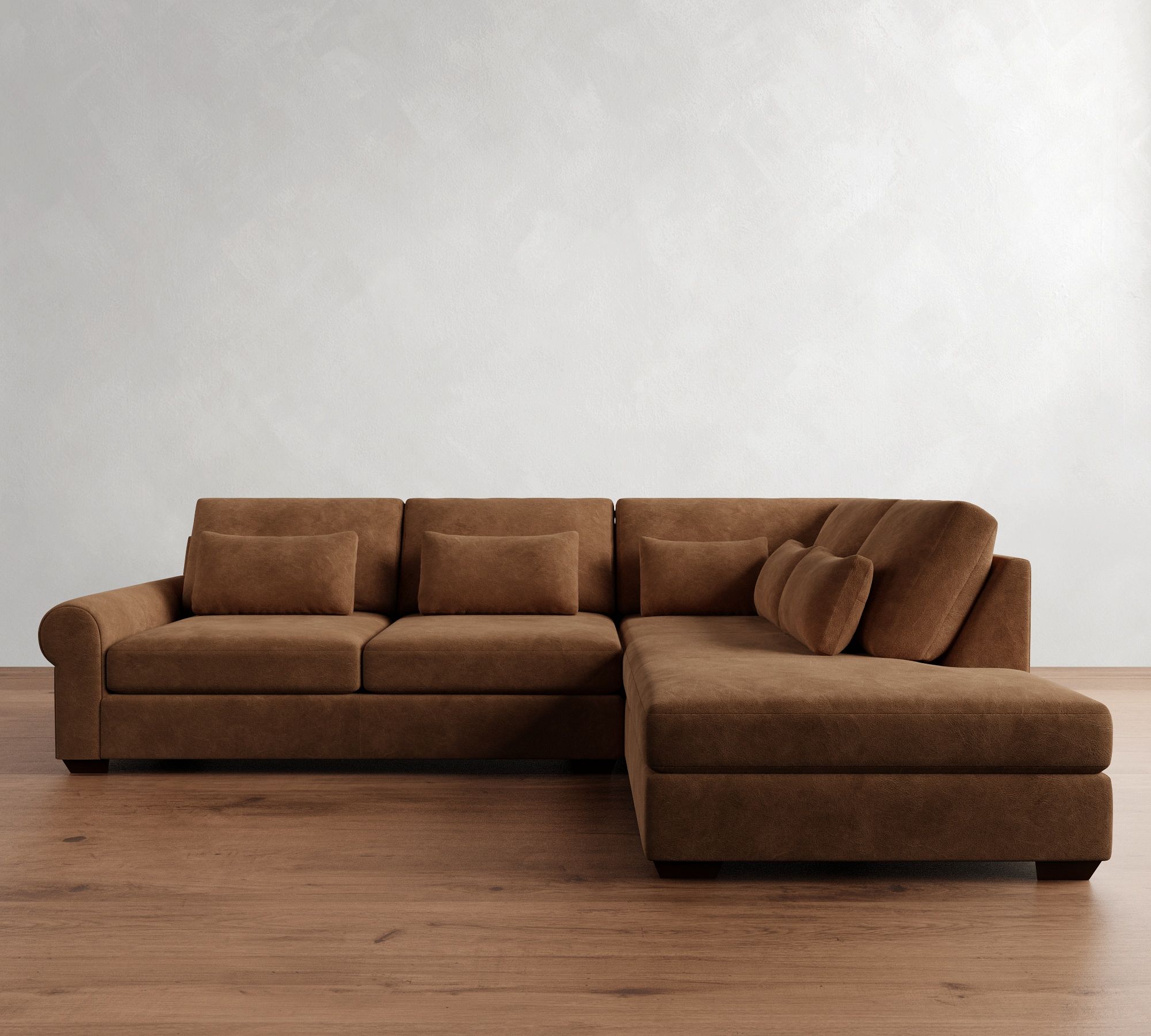 Big Sur Roll Arm Deep Seat Leather Return Bumper Sectional (122"&ndash;154") - thumbnail 5