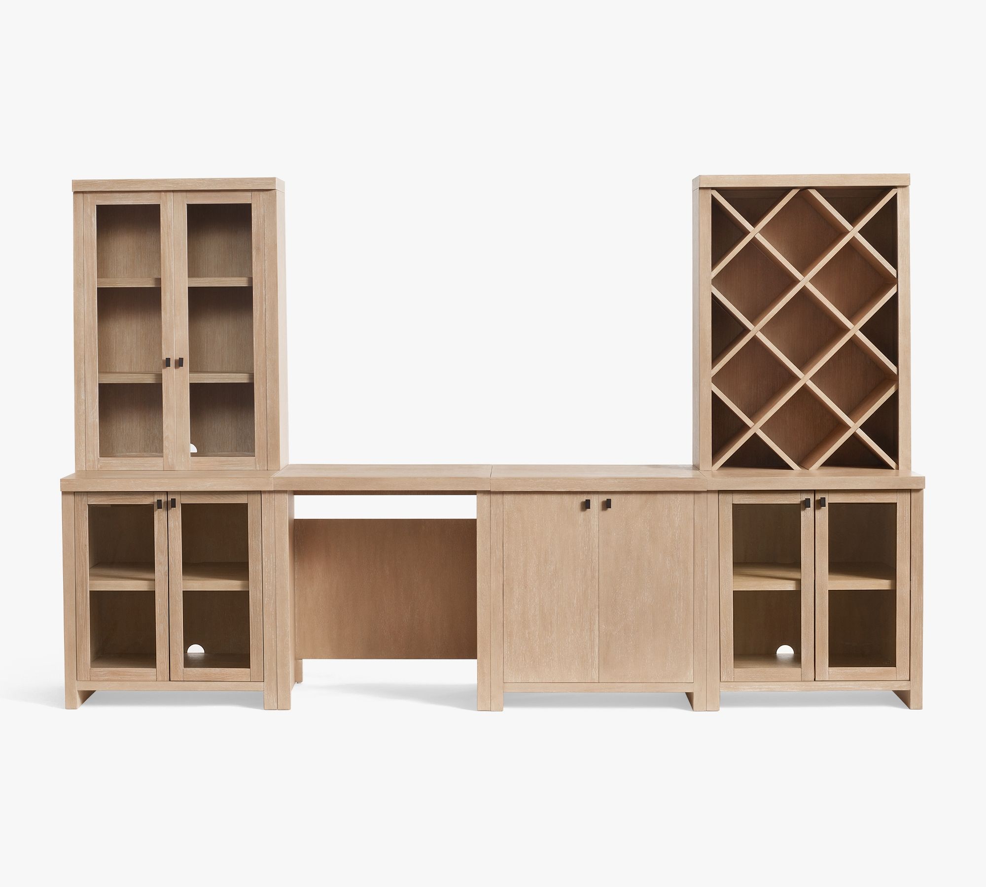 Modern Farmhouse Set with Wine Fridge Cabinet (136")