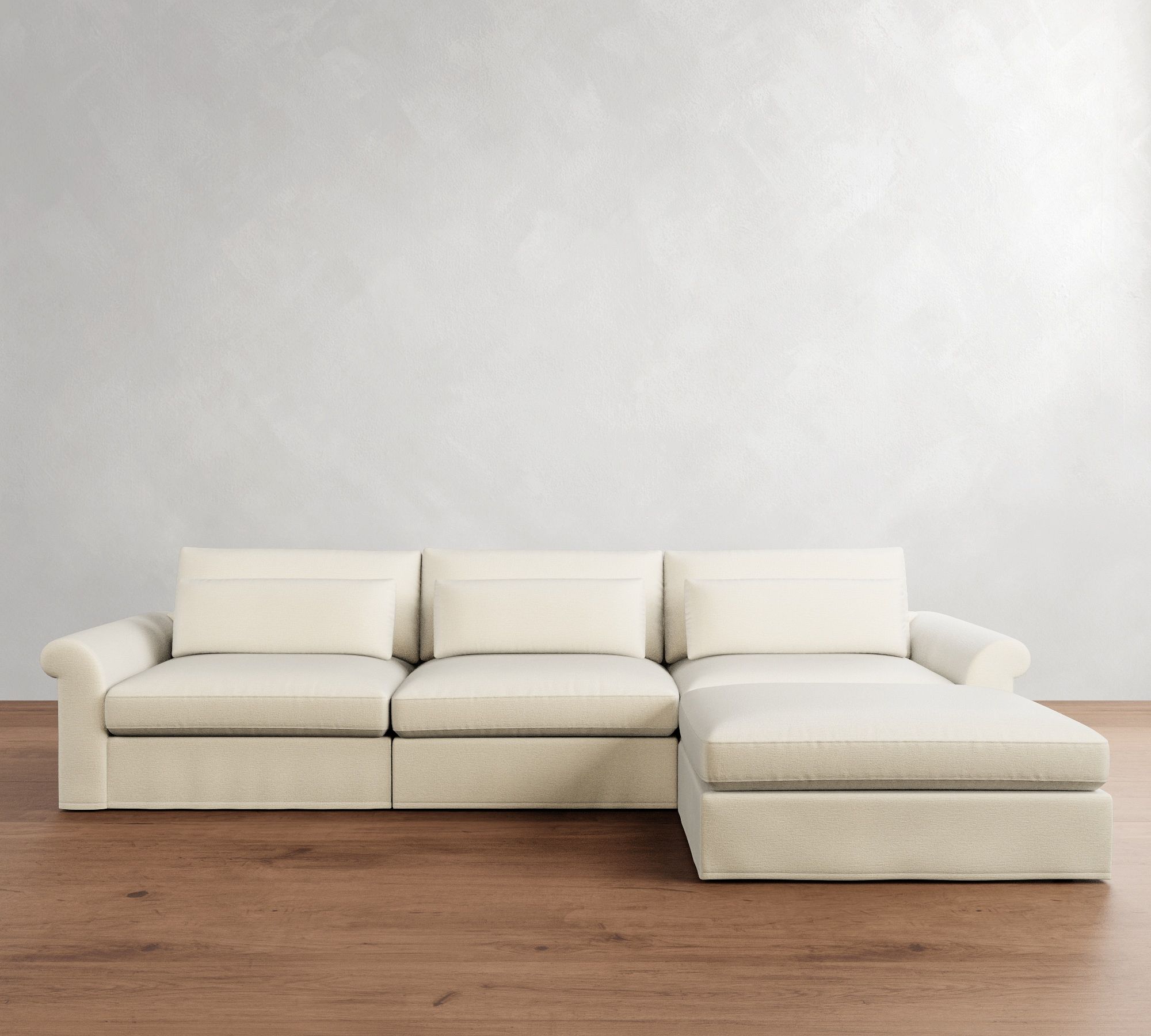 Westwood Roll Arm Deep Seat Slipcovered Modular Chaise Sectional (148")