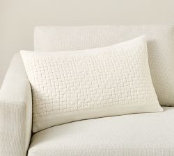 Basketweave Cotton Lumbar Pillow