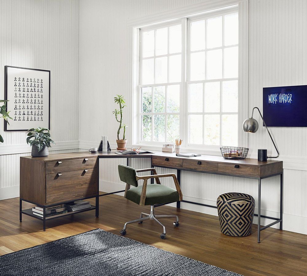 Graham Corner Desk with File Cabinet (101.5") by Pottery Barn