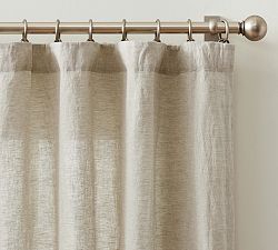 Open Box: Belgian Flax Linen Unlined Curtain, 100"W x 84"L - Flax