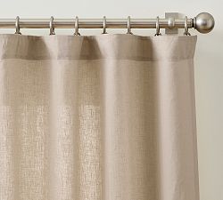 Open Box: Belgian Flax Linen Unlined Curtain, 50"W x 108"L - Dark Flax