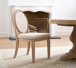Open Box: Sausalito Upholstered Dining Chair, Side Chair - Basketweave Oatmeal, Seadrift Finish