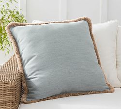 Open Box: Sunbrella® Solid Fringe Outdoor Pillow, 24" - Dark Chambray