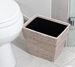 Tava Handwoven Rattan Tapered Waste Basket with Metal Insert