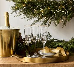 Etched Gold Rim Champagne Flutes - Set of 4