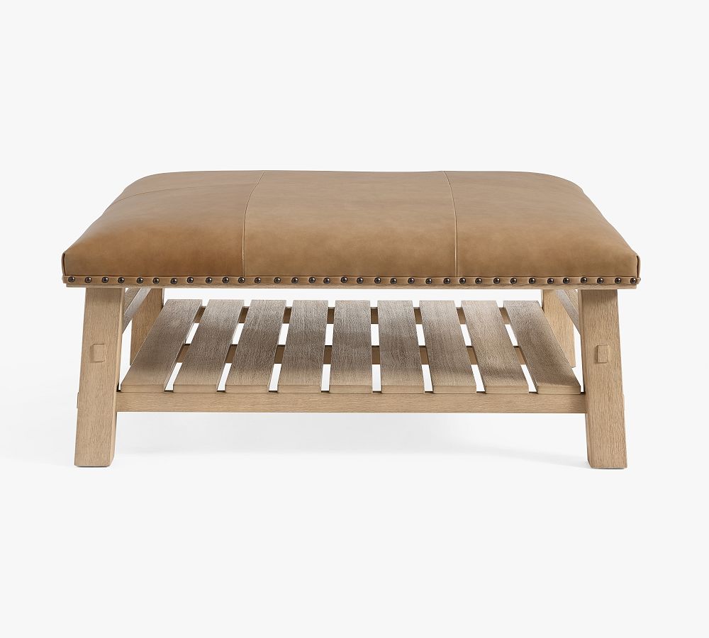 Caden Leather Square Ottoman by Pottery Barn