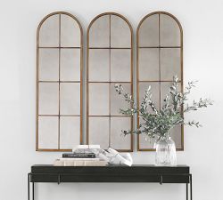 Eva Skinny Windowpane Arch Wall Mirror