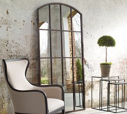 Eva Windowpane Arched Floor Mirror