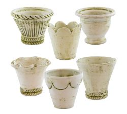 Handcrafted Eclectic Herb Pots, Set of 6