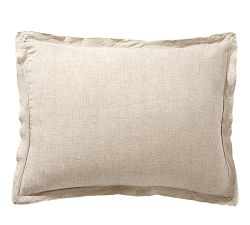 Open Box: Belgian Flax Linen Double Flange Standard Shams, Set of 2 - Natural