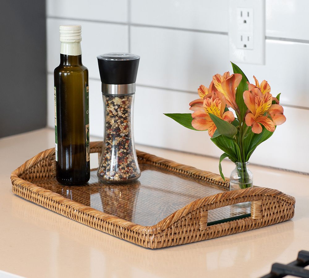 Tava Handwoven Rattan Rectangular Serving Tray by Pottery Barn
