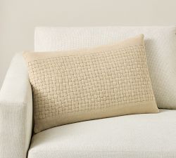 Basketweave Cotton Lumbar Pillow