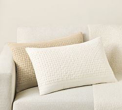 Basketweave Cotton Lumbar Pillow