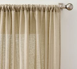 Open Box: Belgian Flax Linen Sheer Curtain, 50" W x 84" L - Dark Flax