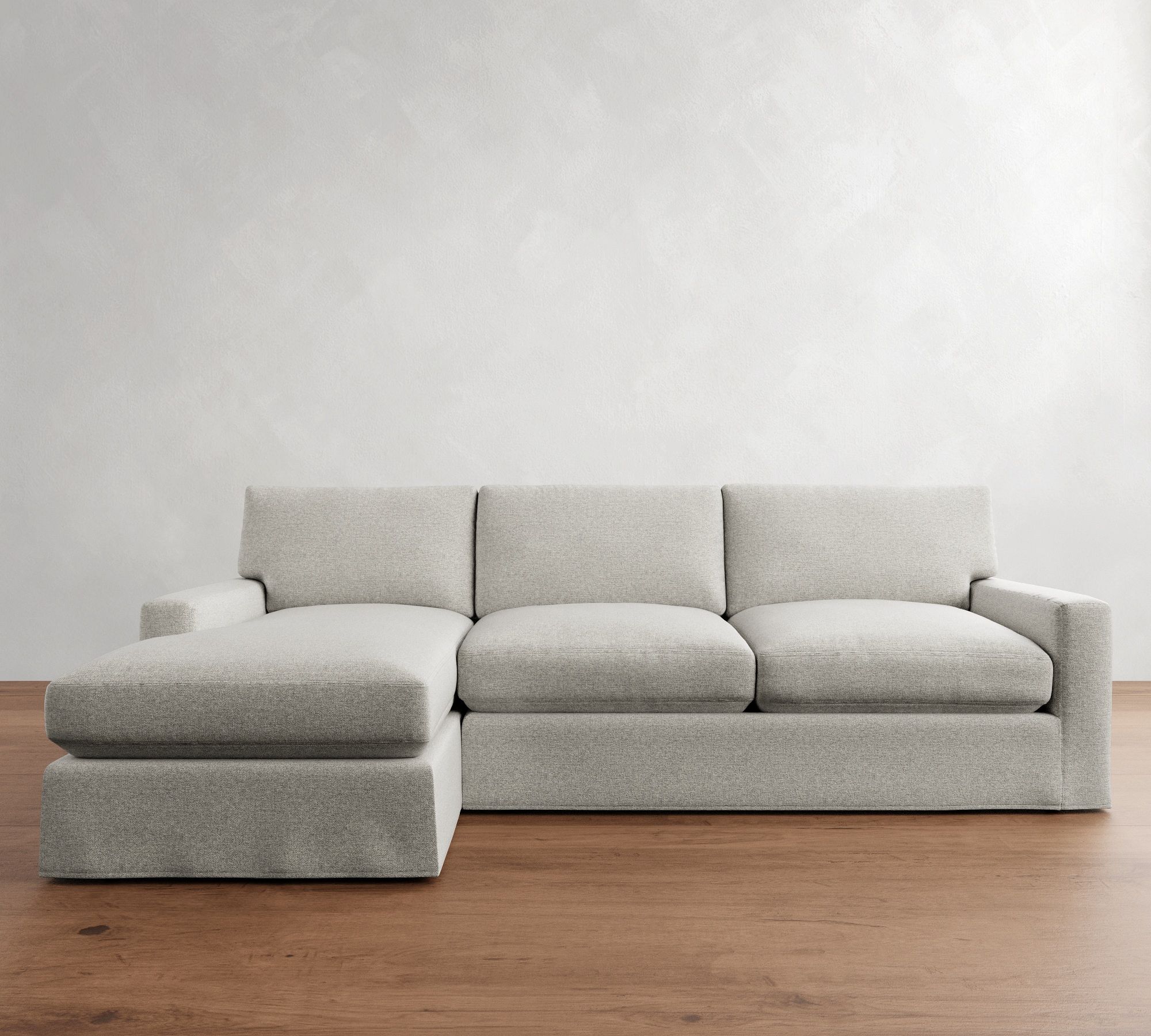 PB Comfort Modern Square Arm Slipcovered Chaise Sleeper Sectional (108")