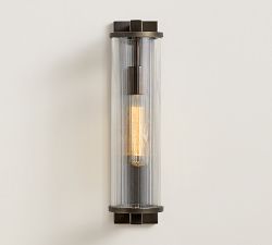 Blaine Ribbed Glass Tube Outdoor Sconce (18")