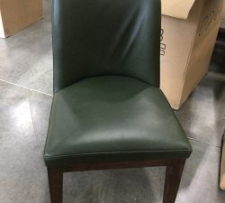Open Box: Layton Leather Dining Side Chair - Vintage Amber Legs, Vintage Hunter