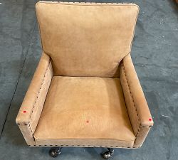 Open Box: Tyler Leather Swivel Desk Chair - Keystone Leather Sandstone, Bronze