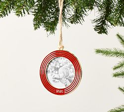 Open Box: 2025 Dated Enamel Frame Ornament, Round - Red And Gold